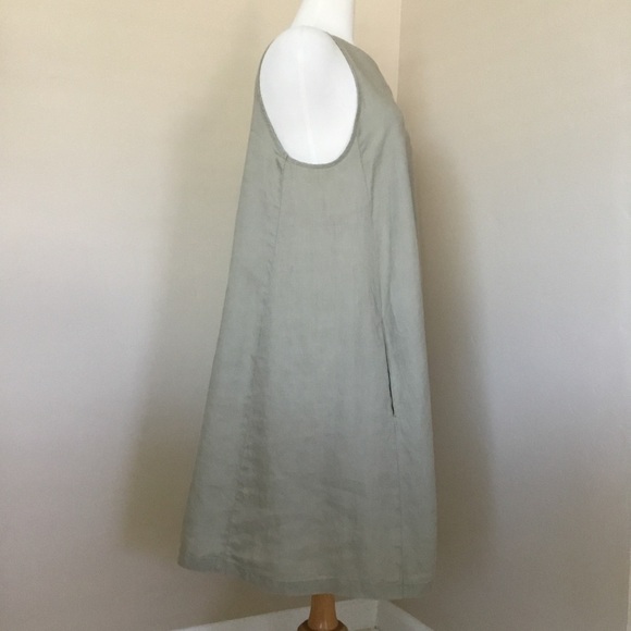 United Colors of Benetton Dress Pure Linen Sleeveless Khaki Size M - Picture 3 of 9